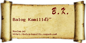 Balog Kamilló névjegykártya