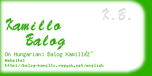 kamillo balog business card